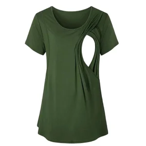 Maternity Wear Plus Size Women's Bamboo Sleepwear Maternity Short Tee With Nursing Bra Pregnancy Clothing Bamboo Modal Sleepwear
