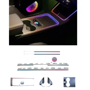 RHD Car Laser Carved Ambient Light Dynamic Interior Atmosphere Lamp Kit 256 Colors Suitable for Tesla Model 3 Model Y 2021-2022
