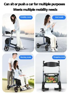 Customized China Portable Rollator Walker with Seat for Elderly Disabled Medical Aid