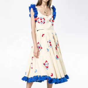 Women Top Midi A-line Skirt Set