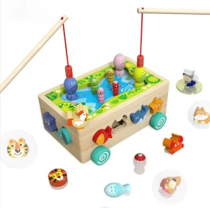 Wholesale Fun Wooden Multi-Functional Pull-Along Cognitive Toy Box, Fine Motor Skills &amp; Indoor Preschool Classroom Play Activity