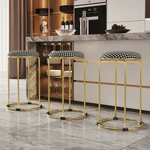 Fashionable Stackable Golden Metal Living Room bar Stool, Comfortable to Sit On, with the Lowest Price