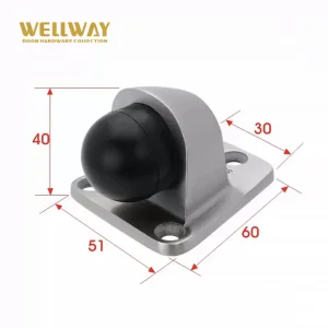 Durable Zinc Alloy Glass Door Stopper with Black Silicone Impact Buffer for Glass Doors Wenzhou Factory -Ds-02-027