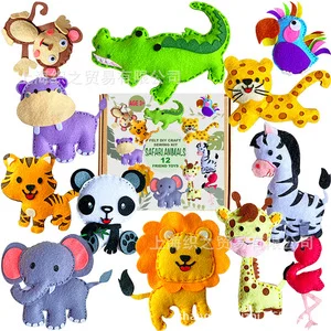 Children's Early Education Puzzle DIY Toys Handmade Felt Woven Animal Toys Fun and Educational Safri Animal Craft Set