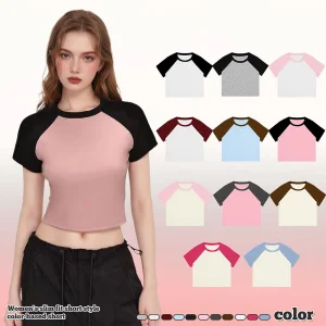 Custom Logo Raglan Sleeve Crop Top