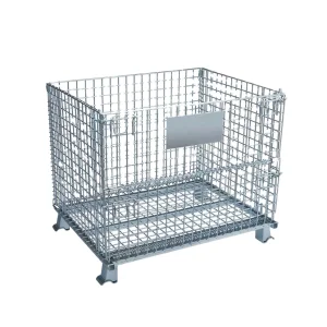 High Quality Hot Dip Zinc Iron Steel Metal Cage Warehouse Storage Mesh Container Wire Basket