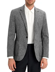Men's Casual Slim Fit Linen Jacket Lightweight 2 Button Blazer