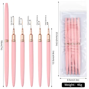 Hot Sale Nail Tech Art Brushes 5pcs Nylon Hair Nail Painting Pen Brush Professional Nail Liner Brushes Sets