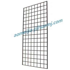 Black Powder Coated 1 Layer Metal Mesh Gridwall Panel Wire Grid Display Rack