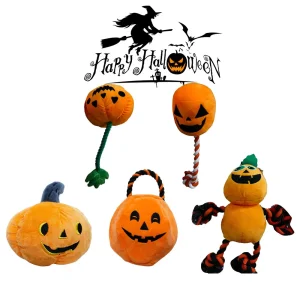 Hallowin Plush Pet Toys Pumpkin Balloon Series Interactive Dog Chew Toy