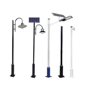 Luces de calle alimentadas por energía solar y eólica, poste de lámpara de acero galvanizado de alta calidad, luz de jardín solar de brazo único