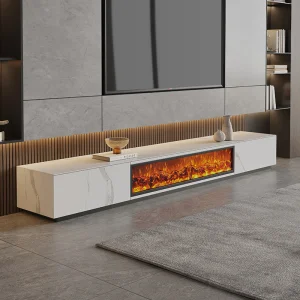 Farmhouse TV Stand Electric Fireplace Console