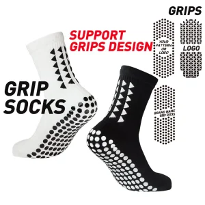 Custom Sports Soccer Support Free Grips Design Athletic for Football Non Slip Anti-Slip Grip Crew Sock Custom Logo