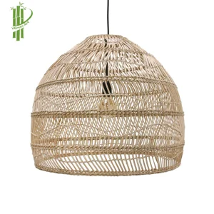 Home Decor Natural Woven Lamp Shade Bamboo Lighting Rattan Wicker Pendant Light 2022
