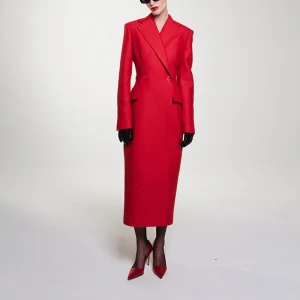 2026 Autumn New High-End Women's Coat European American Socialite Style Trench Outerwear Waisted Slim-Fit Long Suit Jacket