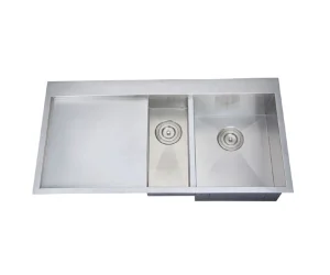 Handmade Drain Board Kitchen Sink with Zero Corner