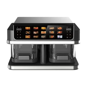 4.8+4.8L Double Basket Digital Smart Air Fryer Oven Glass Basket Display Energy Saving Easy Clean Oil-Free Dual Zone Air Fryer