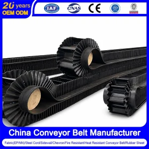 China Corrugated Sidewall Conveyor Belt Manufacturer Heat/Moderate Oil/Abrasion Resistant Filter Corrugated Sidewall Rubber Conveyor Belt for Mining/Power Plant