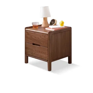 Contemporary Chic Solid Red Oak Wood Home Bedroom Bedside Table