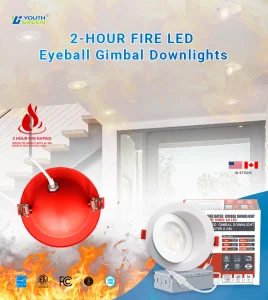 360&deg; Rotation &amp; 90&deg; Tilt Floating Anti Fire Gimbal Recessed Potlight 4'' Dimmable 5CCT Fire Rated Spot Light