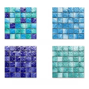 Hot Sale Blue and Green Glossy Surface 48X48mm Square Porcelain/Ceramic Mosaic Tile for Simming Pool Tiles