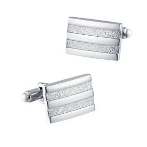Wholesale Rectangle Silver Craved Strips Cufflinks Custom Men's Suit Shirt Fashion Accessory CL-C356