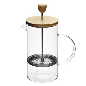 Manual French Press Coffee Maker with Bamboo Lid and 304 Ss Filter Glass Coffee Brewer