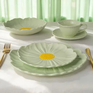 Conjunto de Louça de Cerâmica Verde Sálvia