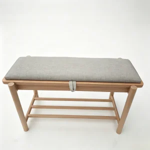 Storage Bench Wooden Cushion