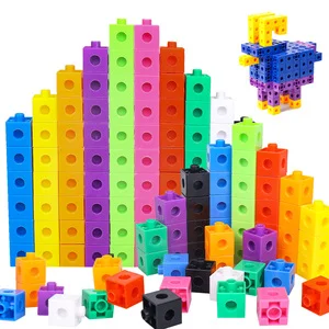 Math Manipulatives Plastic Linking Cubes Kids Connecting Math Blocks 100 Pieces Early Education Learning Building Blocks ABS