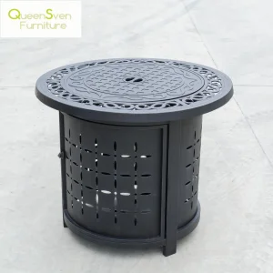 Functional Outdoor Square Dining Table with Cast Aluminium Fire Pit