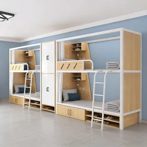High Quality Steel Wood Bunk Bed Iron Frame Bedroom Hospital Staff Hotel Youth Hostel Apartment Dormitory Metal Bed