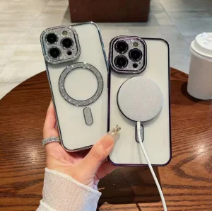 Nuevo estuche para teléfono móvil con electrochapado y cubierta con anillo magnético Magsafe para iPhone