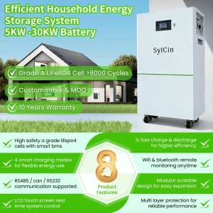 Custom 15kW 30kWh Floor-Standing LiFePO4 Lithium Ion Battery Pack 200Ah Energy Storage System For Home Commercial Industrial