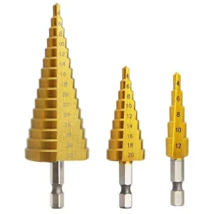3PCS High-Speed Concrete Metal Steel Step Drill Bit for Wood and Tough Use Step Set