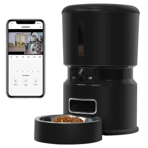 Pet Products 4L Smart Automatic Timed Cat Food Dispenser Auto Pet Dog Feeder with Voice Recording Pet Smart Automatic Feeder Dual Camera Timing Remote Feeder