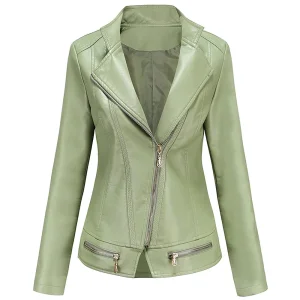 Ladies Knitted Breathable Leather Biker Jacket Real Leather Stylish Slim Fit Wholesale Fashion Wear Custom Design Pakistan