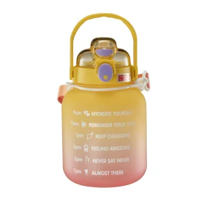 Gradient Color Frosted Leak-Proof Drinking BPA Free School Travel Plastic Kids Water Bottle