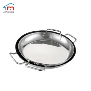 Xiangsheng Stainless Steel Frying Pan with Tri-Ply Seafood Paella Pan