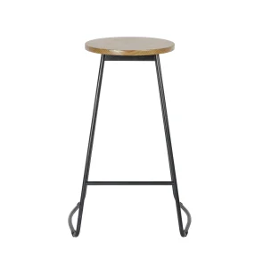Modern Nordic Style Counter Height Bar Stools Metal Base Wooden Seater for Home Hotel Dining Outdoor Use