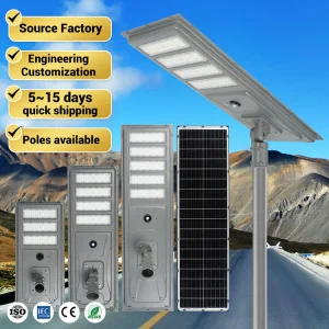 High Quality Time Control 300W 400W 500W IP65 Waterproof Road Garden Integrated All in One Led Solar Street Light