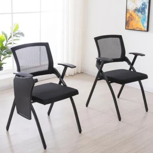 Fabric Contemporary Space Saving Stainless Steel Frame Folding Office Chair Mesh Stackable Foldable Gliding Seat Training Study