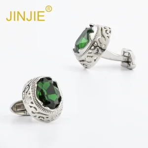 French Luxury Green Zircon Cufflinks