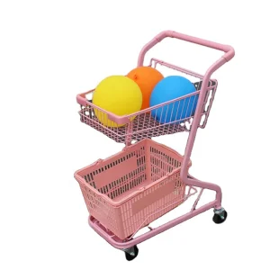 Pink Metal 2-tier Shopping Trolley