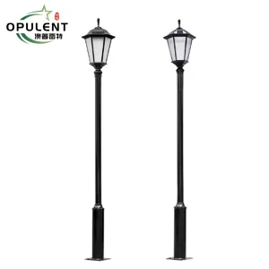 Solar Street Light Pole LED Outdoor Light Black Aluminum Street Garden Light Lamp