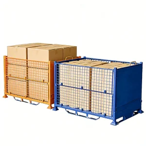 Customized Industrial Stackable Collapsible Cages Metal Shelving Units High Capacity Warehouse Storage Cages