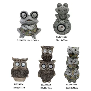 Wholesale Solar Owl and Frog Statues
