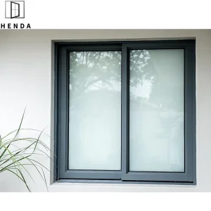 2022 Ventana deslizante de balcón de vidrio esmerilado a prueba de sonido color champán con marco de aluminio de doble acristalamiento