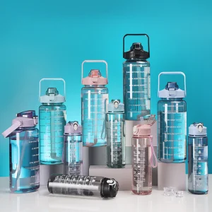 2000ml Direct Drinking Plastic Wide Mouth Straw Water Bottle for Sport