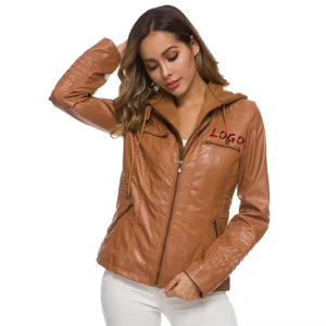 Brown Leather Bomber